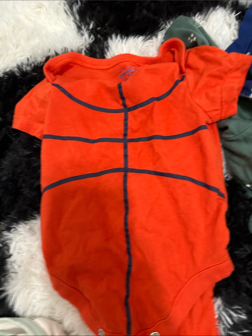 The Children's Place Orange Basketball-Stripe Baby Bodysuit